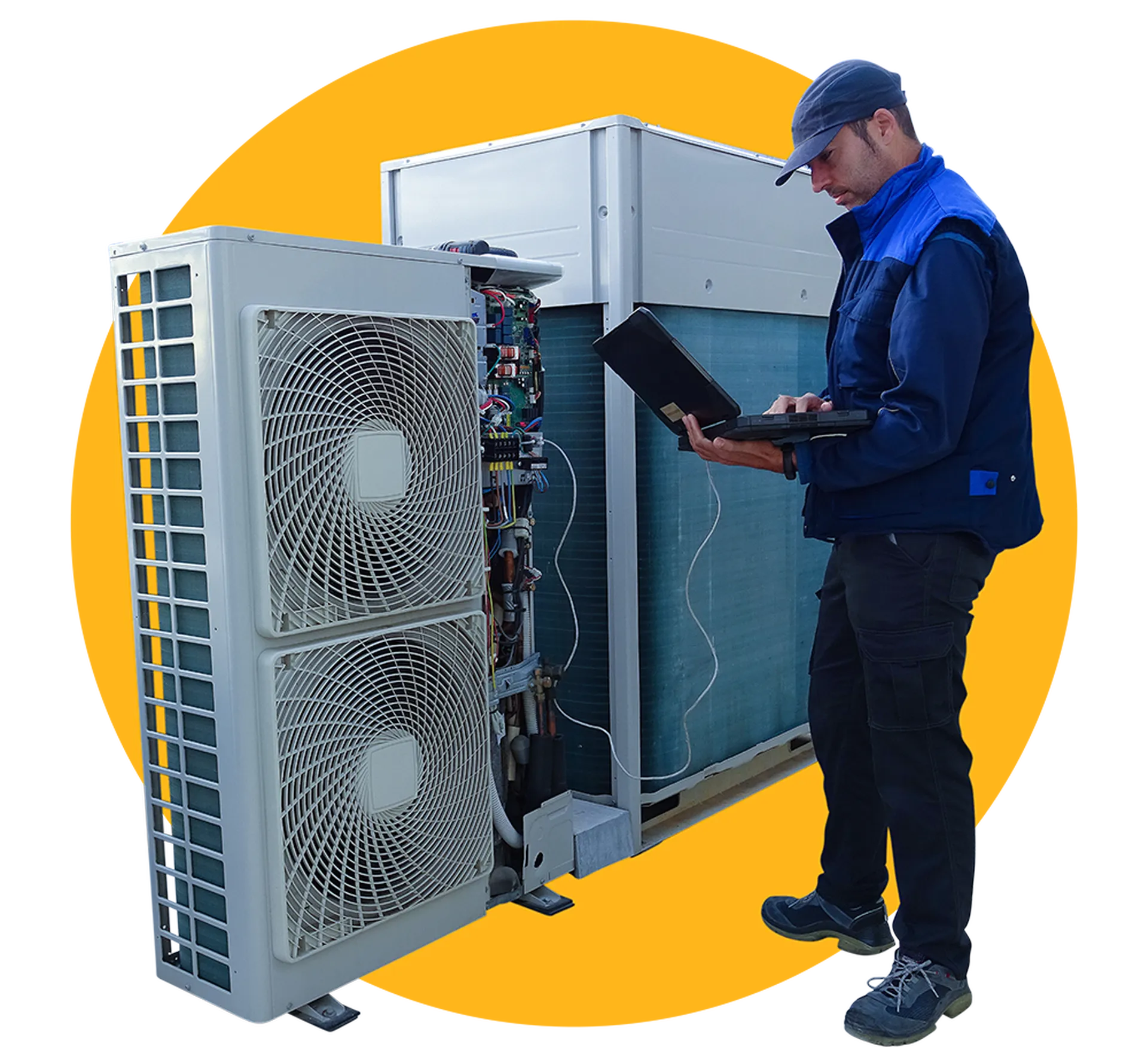 AC technician performing maintenance